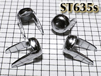 ST635s Silver flat-top 2-prong 1/8 round studs