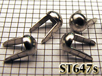 ST647s Silver domed 2-prong 1/8 round studs